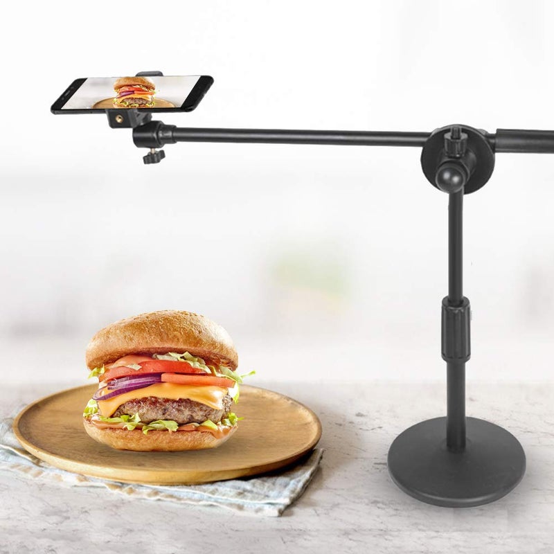 Hilitand Phone Photography Video Bracket Stand,360Â° Rotate Arm Overhead Low Angle Photo Live Recording Desktop Mount Stick Holder Extension Rod Pole,with 5.3-10cm Phone - Image 2